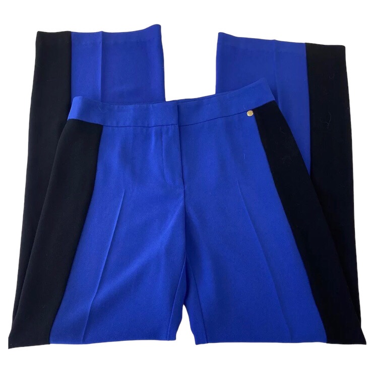 Trina Turk Cheryl Wide Leg Two Tone Trousers Pants Toyal Blue & Black